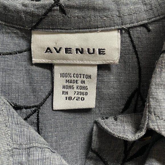 Avenue Womens Button Down Blouse Short Floral Gray Plus Size 18 20 Vintage u - Picture 5 of 5